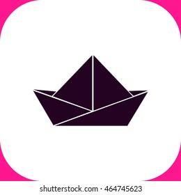 Paper boat vector icon on white background.