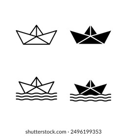 paper boat vector icon  set colo editable