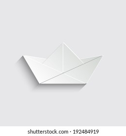 paper boat - vector icon with shadow on a grey background