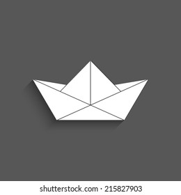 paper boat - vector icon with shadow on a grey background