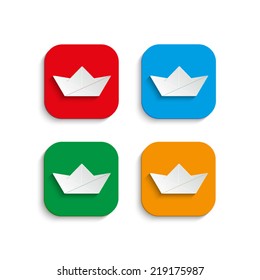 paper boat - vector icon with shadow