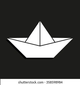 paper boat -  vector icon with shadow