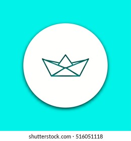 Paper boat vector icon with shadow. Illustration isolated for graphic and web design.