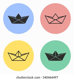 Paper boat vector icons set. Illustration isolated for graphic and web design.