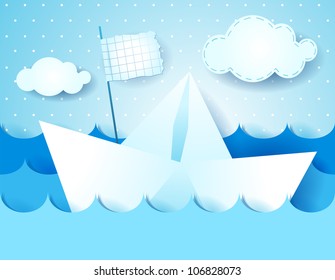 Paper boat, vector illustration