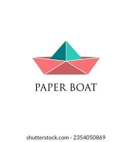 Paper boat vector illustration isolated on white background