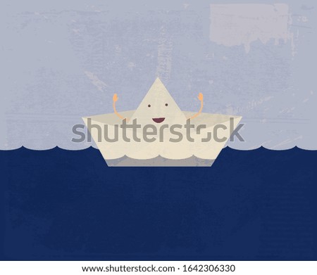 paper boat vector illustration poster