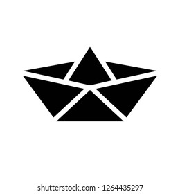Paper boat vector illustration, Watercraft solid design icon