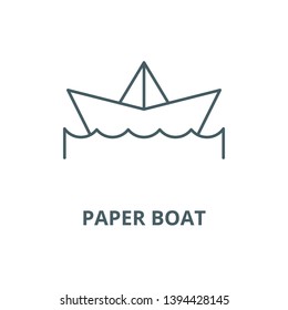 Paper boat vector line icon, linear concept, outline sign, symbol