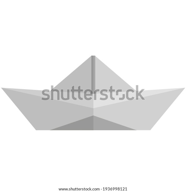 Paper boat vector. Origami ship icon isolated on\
white background. Toy folded sailboat illustration. Water transport\
by sea travel symbol
