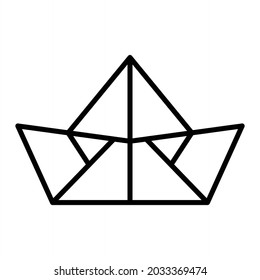 Paper boat Vector Outline Icon Isolated On White Background
