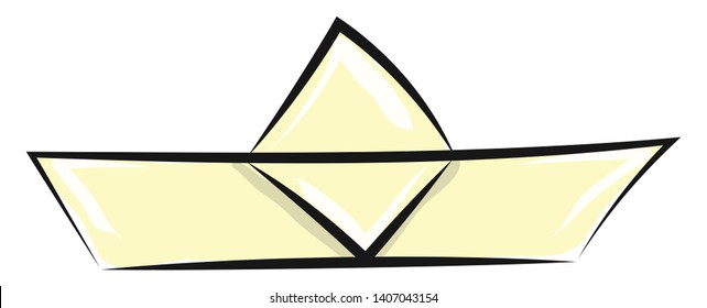 A paper boat white in color, used by kids for playing, vector, color drawing or illustration. 