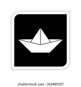 paper boat -  white vector icon