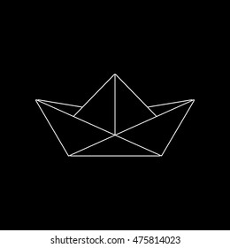 paper boat -  white vector icon