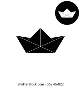 paper boat  - white vector icon