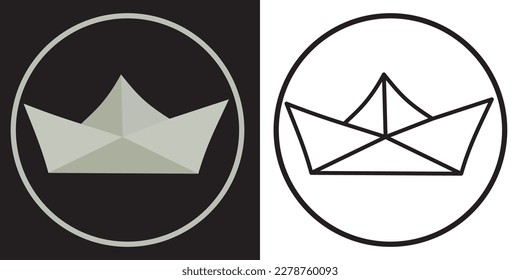 Paper boats logo design template, black and gray vector illustration, art.