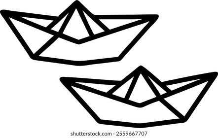 Paper boats made of contracts sailing in air isolated on white background concept as A vector illustration of two paper boats crafted from business contracts floating in the air symbolizing navigating