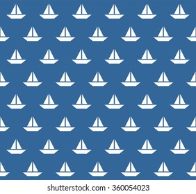 Paper boats pattern, nautical pattern, sailing pattern, white boats on navy blue background