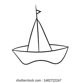 Paper boat.Vector illustration in Doodle style isolated on a white background. Design for travel and summer beach holidays.