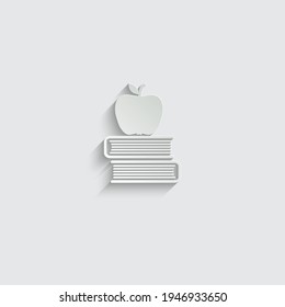 paper Book and  apple icon. knowledge education vector sign