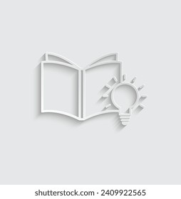 paper book with bulb icon. education symbol vector idea icon