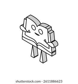 paper book character isometric icon vector. paper book character sign. isolated symbol illustration