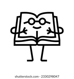 paper book character line icon vector. paper book character sign. isolated contour symbol black illustration