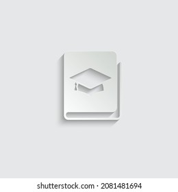 paper book with graduation cap icon vector education sign 