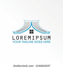 Paper or book layer like roof house and window image graphic icon logo design abstract concept vector stock. Can be used as a symbol related to initial or property