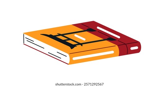 Paper book for reading about Asian culture. Japanese literature, Chinese stories, novels, tales. Dictionary for learning foreign language. Flat isolated vector illustration on white background