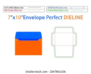 Paper Booklet envelope Design 7x10 inch dieline template and 3D envelope editable easily resizable