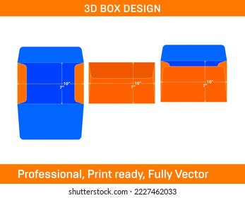 Diseño de sobre de folletos de papel de 7 x 10 pulgadas de plantilla de línea y sobre 3D redimensionable