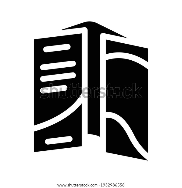 paper booklet glyph icon\
vector. paper booklet sign. isolated contour symbol black\
illustration