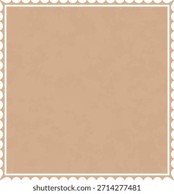 Paper border with scallop frame around textured square background. Suggests craft, scrapbook, nostalgia, stationery, and retro template use. Cartoon vector illustration.