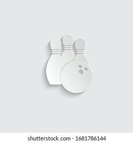 Paper bowling icon. black vector bowling sign 