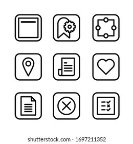 Casilla de verificación Papel , Casilla de verificación, Iconos de línea vectorial con un icono de marca de verificación de la colección de esquema de la interfaz de usuario. Casilla de verificación de línea delgada ・ Placa de papel con marcas de graduación iconos vectoriales.
