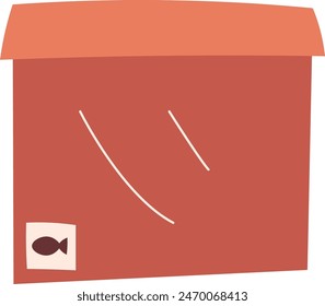 Paper Box With Fish Icon Vector Illustration