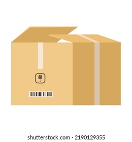 Papierkasten-Symbol Offenes Papier und Faltschachteln einzeln auf Vektorgrafik. Versand-, Liefer- und Lagerverpackungen