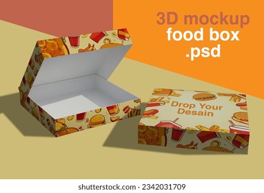 paper box food mockup 3D PSD