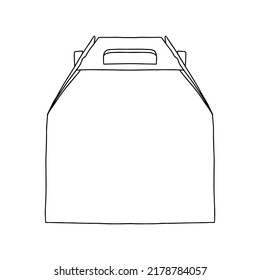 Paper box paper box with handle mockup. Vector illustration. Empty cardboard container template. Delivery service concept.