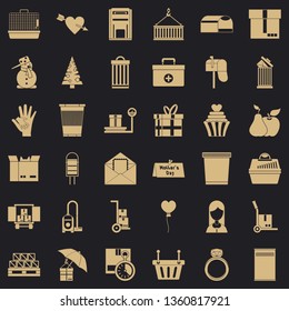 Paper box icons set. Simple style of 36 paper box vector icons for web for any design