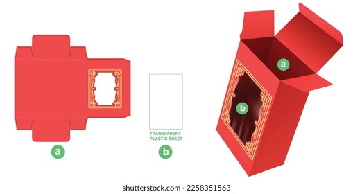 paper box with luxury frame window die cut template