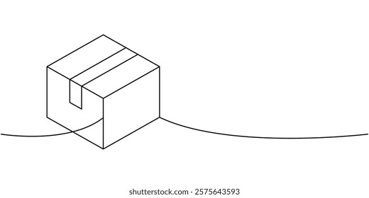 Paper box one line continuous drawing. Packaging box. Vector illustration.