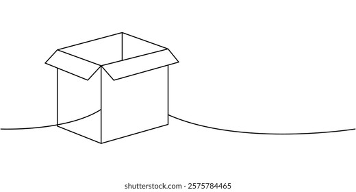 Paper box one line continuous drawing. Carton delivery packaging box. Vector illustration.