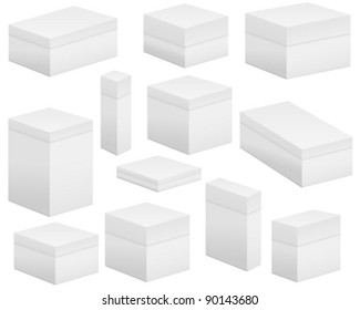 Paper box set on white background. Vector illustration.