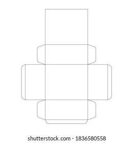 Paper box template, prism trim scheme isolated on white