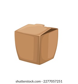 Paper box vector illustration. Cartoon isolated zero waste reusable cardboard package in shape of square, brown fast food delivery box pack with carton cover and eco friendly cube container for gift