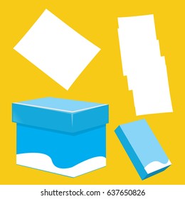 Paper and paper box vector on yellow background