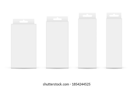 Paper Boxes with Hang Tab Isolated on White Background. Vector Illustration