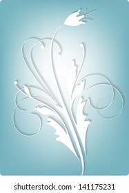 Paper branch on a blue background